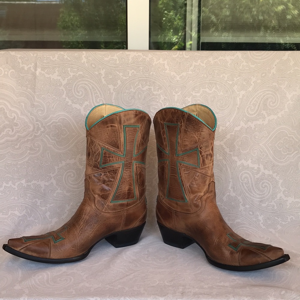 Old Gringo Brown and Teal Heeled Boots - Picture 5 of 13